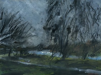 Buccleuch Gardens (akryl, akrylblekk, komprimert kull, akvarell og gouache på papir) av Simon Neville