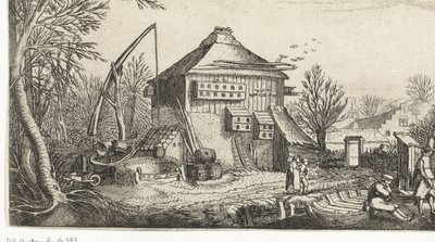 Vinterlandskap med gård Landskap (serietittel) av Simon Poelenburg