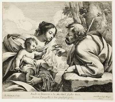 Hellig familie med en fugl av Simon Vouet