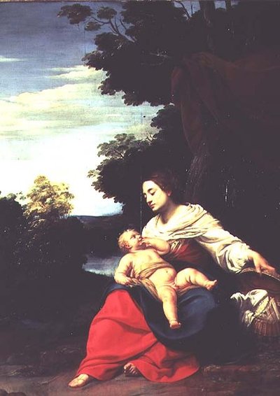 Madonna med en kurv av Simon Vouet