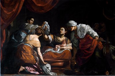 The Birth of the Virgin (olje på lerret av Simon Vouet