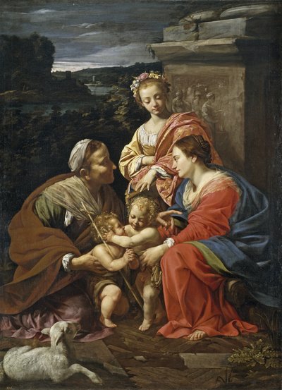 Jomfru og barn med døperen Johannes som gutt, Saint Elizabeth og Saint Catherine - Vouet, Simon (1590-1649) - 1625-1626 - Olje på lerret - 182x130 - Museo del Prado, Madrid av Simon Vouet