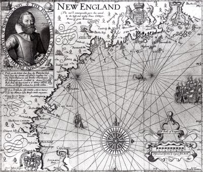 Kart over kysten av New England, observert og beskrevet av kaptein John Smith (1580-1631) 1614, fra 