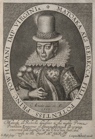 Pocahontas (ca. 1595–1617) av Simon de Passe
