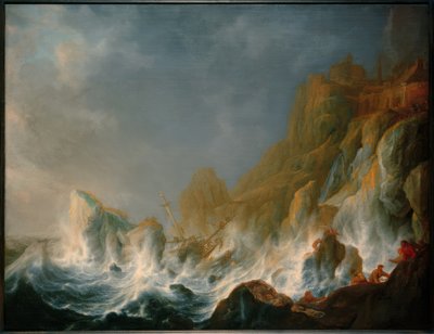 Forlis i en havstorm på en steinete kyst av Simon de Vlieger