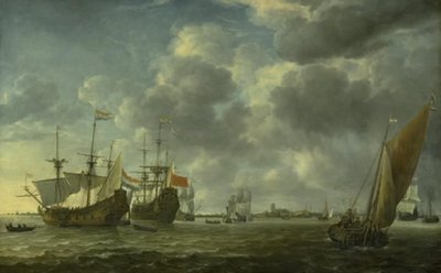 Skip i elven Maas utenfor Rotterdam av Simon de Vlieger
