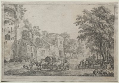 Tilnærmingen til en landsby av Simon de Vlieger