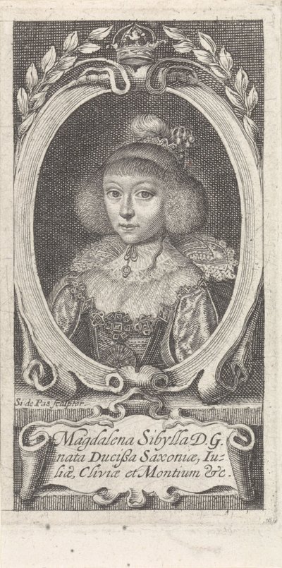 Prinsesse Magdalene Sibylle av Sachsen 1617-1668, hertuginne av Sachsen-Altenburg, ca. 1647-1648. av Simon van de Passe