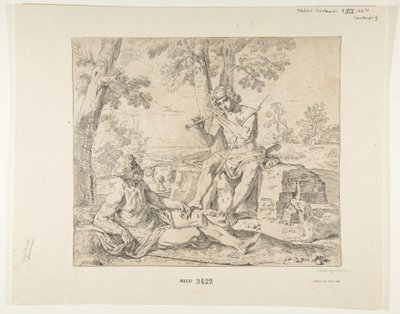 Merkur og Argus, ca.1630-1648. av Simone Cantarini