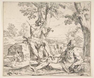 Mercury og Argus, ca. 1630-1648. av Simone Cantarini
