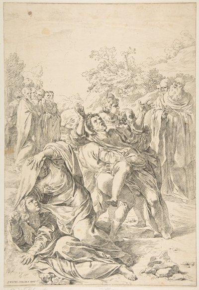 Saint Benedict som driver ut en demon, ca. 1637-1639. av Simone Cantarini