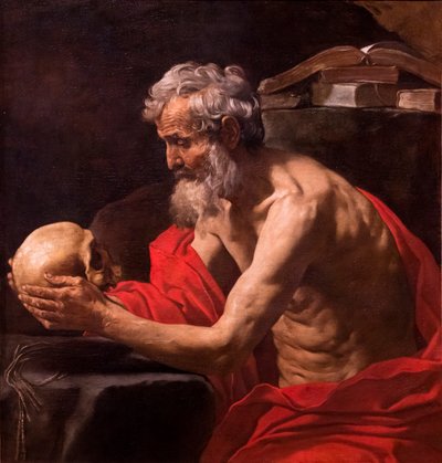 Den hellige Hieronymus i meditasjon, ca. 1637–1639 (olje på lerret) av Simone Cantarini