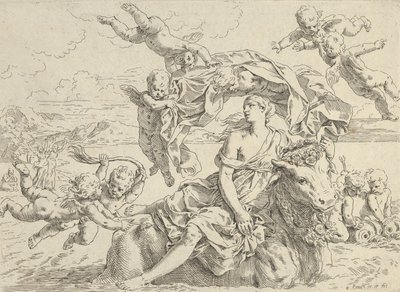 Voldtekten av Europa, ca.1636. av Simone Cantarini