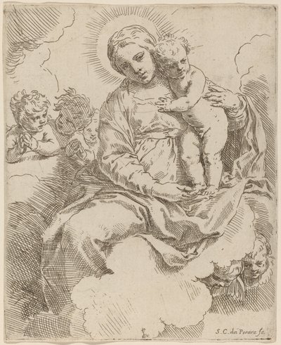Jomfruen og barnet av Simone Cantarini