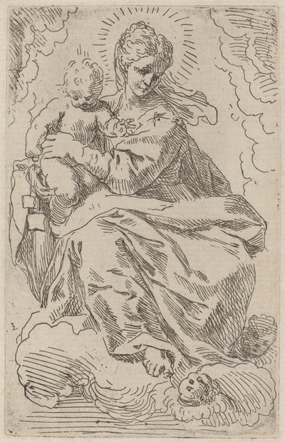 Jomfruen og barnet av Simone Cantarini
