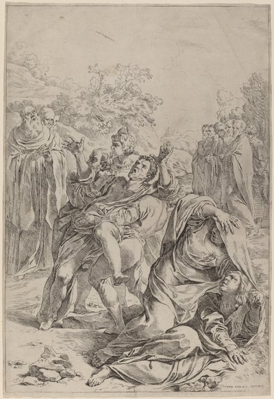 Saint Benedict helbreder de besatte av Simone Cantarini after Lodovico Carracci