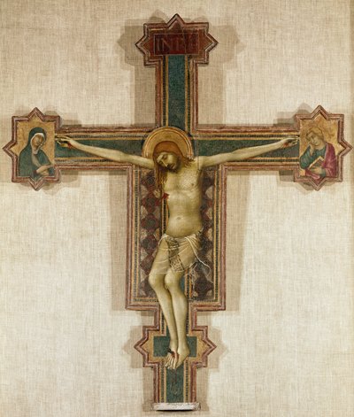 Krusifiks med jomfru Maria og evangelisten Johannes (Tempera på tre, 1321-1325) av Simone Martini