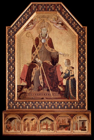 Saint Louis av Anjou (av Toulouse) krone Robert I av Napoli (1277-1343) Maleri av Simone Martini (ca. 1284-1344) 1317 Dim 200x138 cm Napoli, Museo Nazionale di Capodimonte, inv Q 34 av Simone Martini