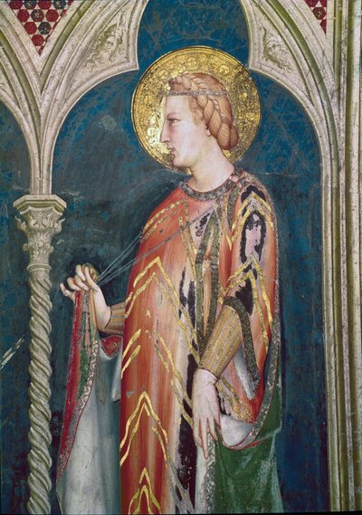 St Elizabeth av Ungarn (detalj, freskomaleri av Simone Martini