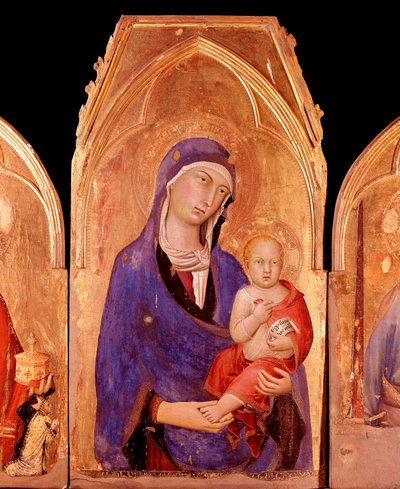 Jomfru med barn (tempera og gull på panel av Simone Martini