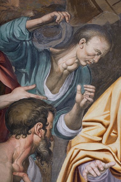 Tilbedelse av hyrdene, 1578-82 (detalj av 3497111) av Simone Veneziano Peterzano
