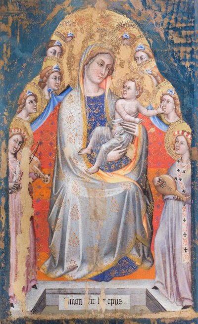 Madonna og barn tronende blant engler, ca. 1390–1399 (tempera på panel) av Simone dei Crocifissi