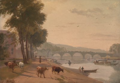 Utsikt over Richmond Bridge, på Themsen av Sir Augustus Wall Callcott