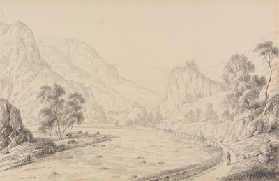 Album med 30 visninger i Tyrol og Italia: Mellom Brixen og Klausen - Tyrol, 27. oktober 1840 av Sir Charles D