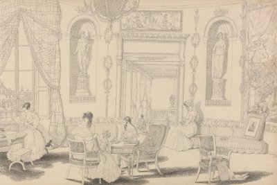 Album med 30 visninger i Tyrol og Italia: Circular Boudoir in Casino Pecori 10. oktober 1841 av Sir Charles D