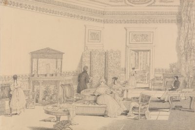 Album med 30 visninger i Tyrol og Italia: Drawing Room, Casino Pecori 12. oktober 1841 av Sir Charles D