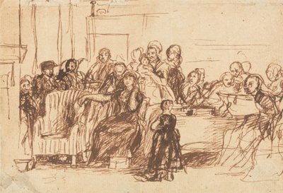 Skisse for "Lese testamentet" av Sir David Wilkie