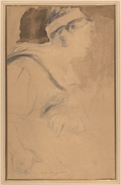 Studie av en jente for "Mary, Queen of Scots, Escaping from Loch Leven Castle" av Sir David Wilkie