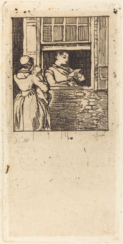 Kvinne ved et vindu, leser et brev av Sir David Wilkie