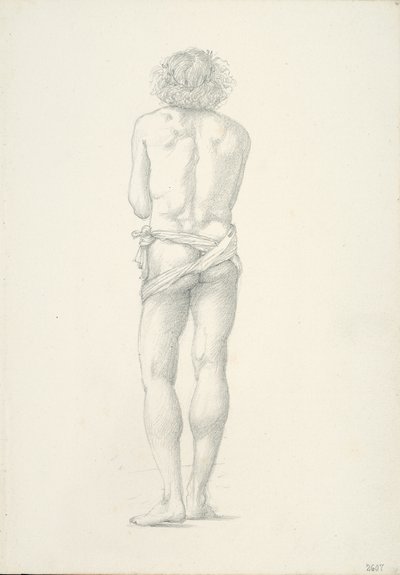 Bakside av stående mann naken av Sir Edward Burne Jones