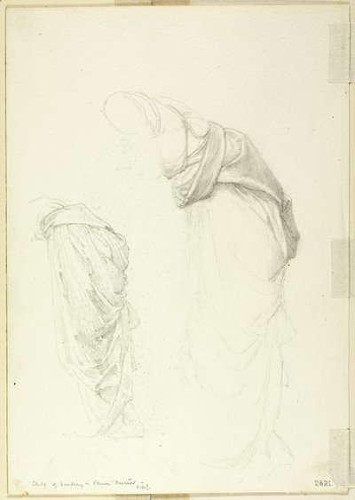 Drapery, to studier for The Mirror of Venus av Sir Edward Burne Jones