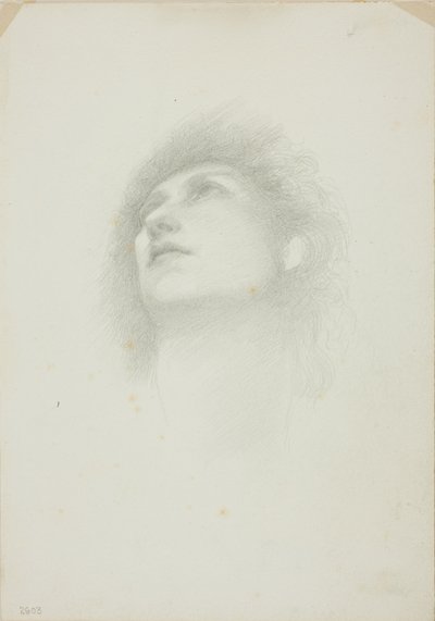 Hodet til en kvinne med ansiktet oppovervendt av Sir Edward Burne Jones