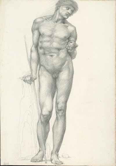 Paris med gulleple i venstre hånd, for Troy Triptych (skissebok #2638) av Sir Edward Burne Jones