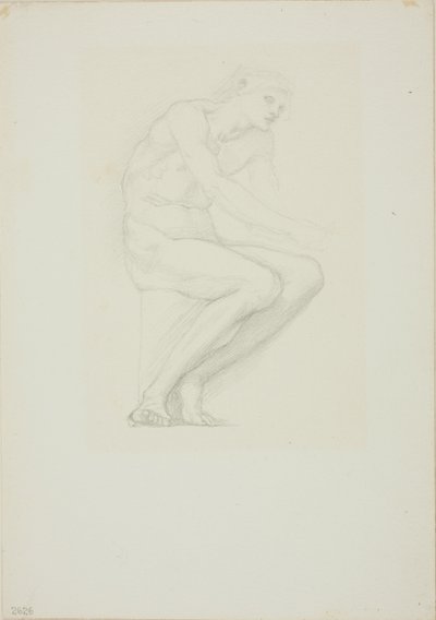 Sittende mann naken av Sir Edward Burne Jones