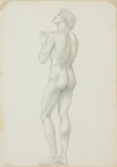 Stående naken mann med hendene i bønn av Sir Edward Burne Jones
