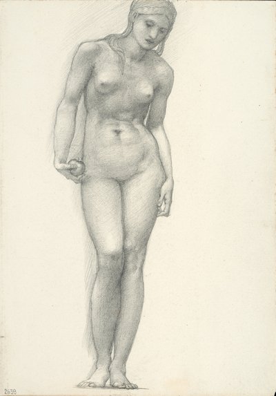 Venus med gulleple i høyre hånd, for Troy Triptych (skissebok #2639) av Sir Edward Burne Jones