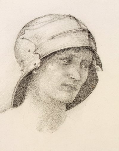 Kvinne i hatt, detalj fra en skissebok, ca 1880-tallet. av Sir Edward Burne Jones