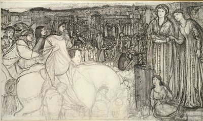 Gualdrada Donati presenterer datteren sin til Buondelmente, ca 1850-tallet av Sir Edward Coley Burne Jones