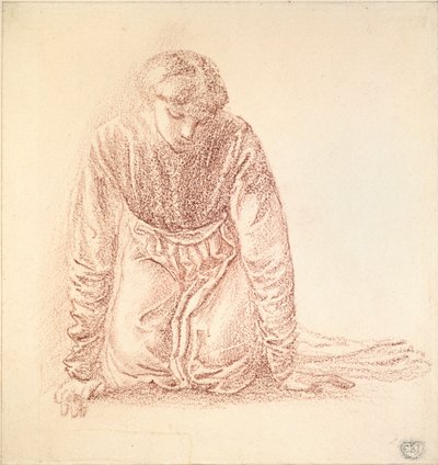 Knelende figur av en kvinne, sent på 1800-tallet av Sir Edward Coley Burne Jones
