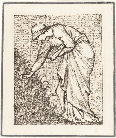 Dame plukker blomster av Sir Edward Coley Burne Jones