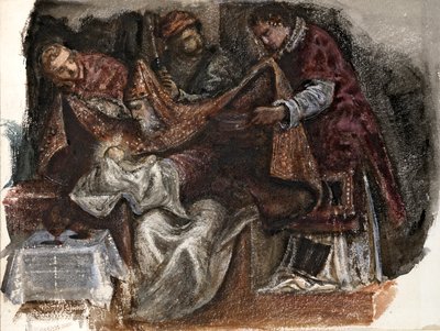 Studie fra Tintorettos omskjæring i Scuola Grande di San Rocco, 1862 av Sir Edward Coley Burne Jones