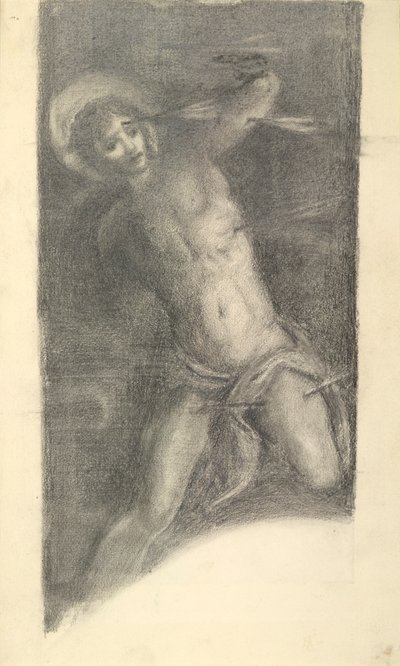 Studie av Tintorettos Saint Sebastian i Scuola Grande di San Rocco, 1859 eller 1862 av Sir Edward Coley Burne Jones