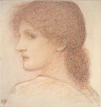 Studie av en kvinnes hode, vendt til venstre, 1886 av Sir Edward Coley Burne Jones