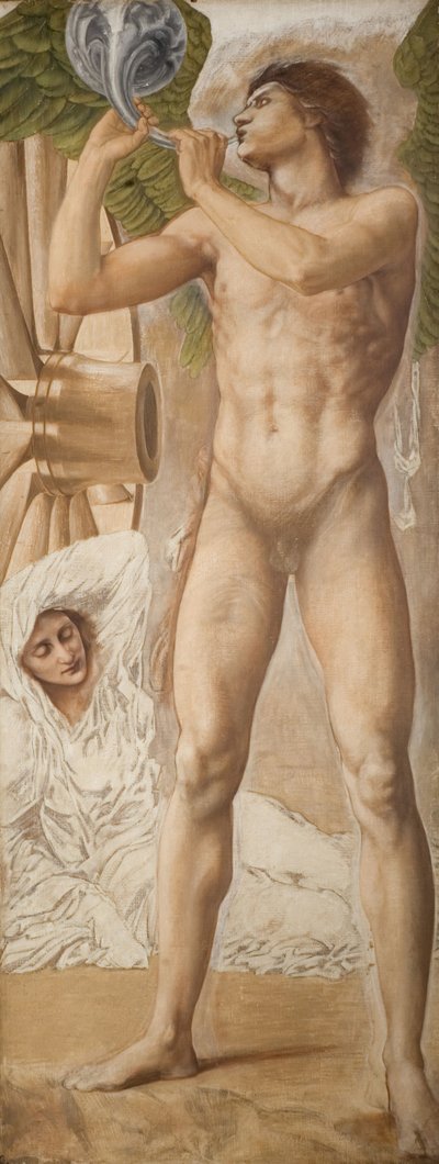 Troy Triptych - Study of Fame som styrter Fortune, 1875. av Sir Edward Coley Burne Jones