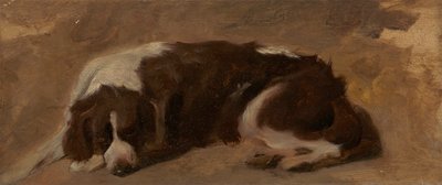 En spaniel som ligger av Sir Edwin Henry Landseer