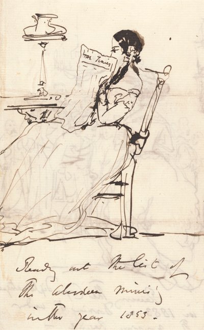 Leser opp listen over Aberdeen-departementet av Sir Edwin Henry Landseer